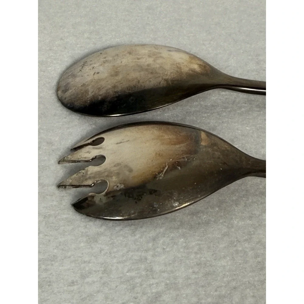 Vintage FB Rogers Italy Silver Plated Salad Serving‎ Spoon and Fork 9 1/4